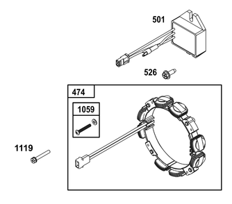 Alternator Group Diagram and Parts List for 296447-0011-H5 200000 - 399999 Briggs and Stratton Engine